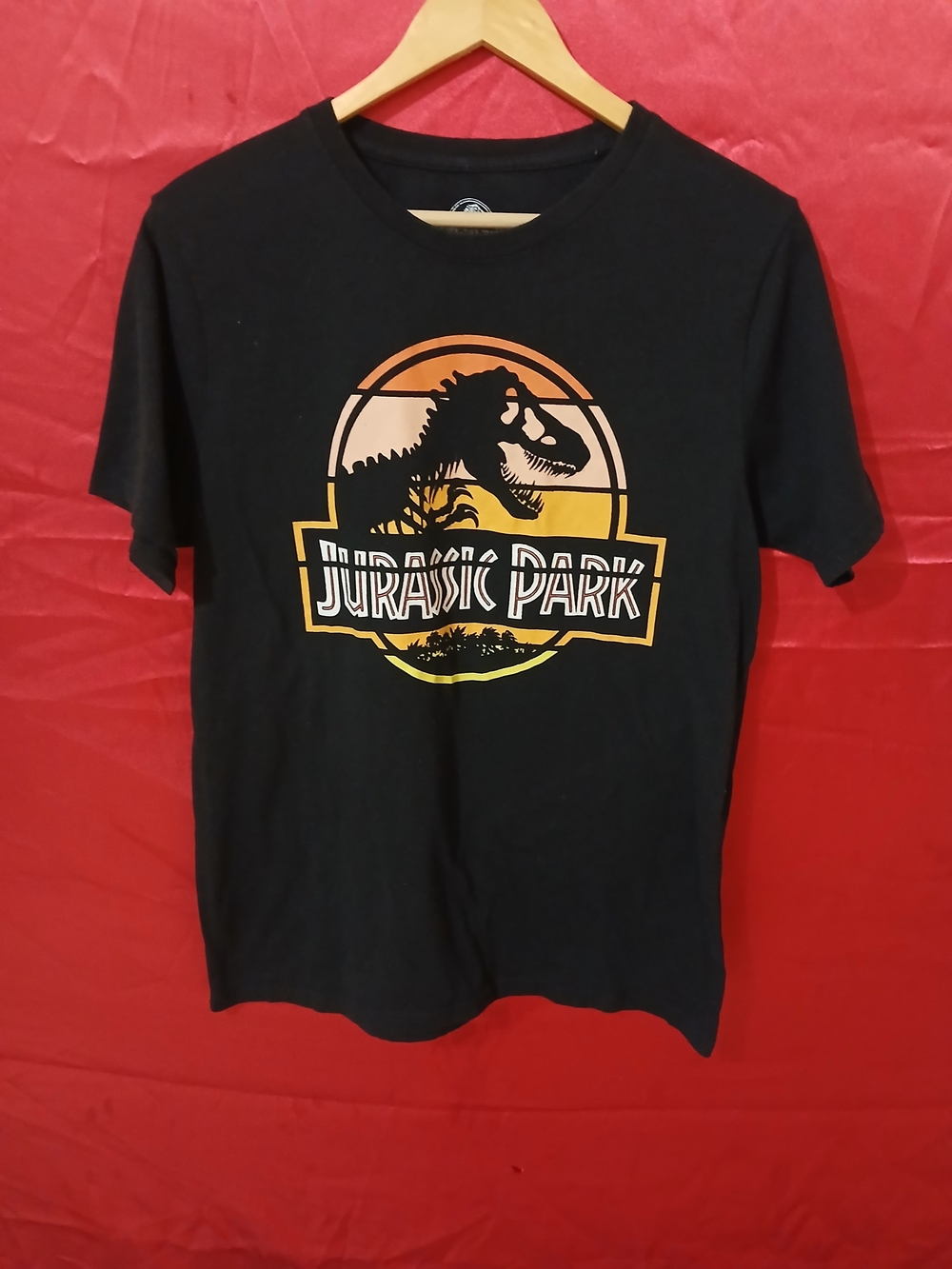Jurassic Park Kids Black Short-Sleeve Tee with Orange-Yellow Logo